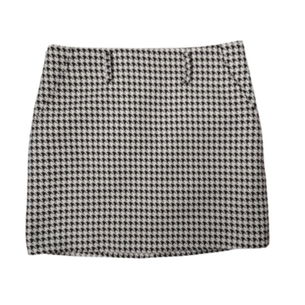 Forever 21 Houndstooth Mini Skirt Women Size 30 Black and White Lined